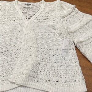NWT Chicos Cha Cha Sleeve Cardigan White Women's Sweater Sz 2 or Large